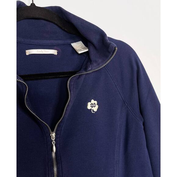 Lady Vesi Womens S Navy Blue Notre Dame Full Zip Sweatshirt Embroidered Cotton - Picture 3 of 8